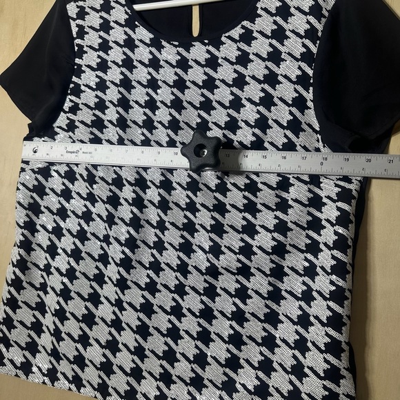 Talbots Sequin Herringbone Plaid Blouse Size 14 - Picture 6 of 13